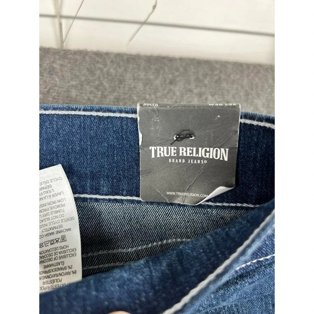 NEW True Religion Mens Blue Rocco Relaxed‎ Skinny Jeans Size 36